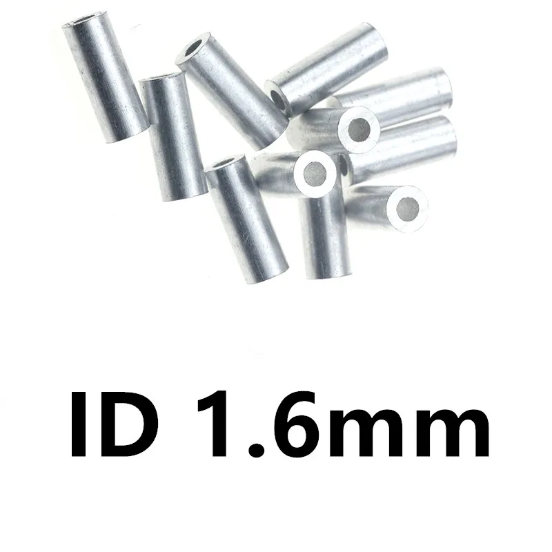 ID 1.6MM 100 шт./пакет белый круглый Алюминий трубки рыбной ловли/рыболовную леску трубы/обжимные рукава-типный коннектор для лески - Цвет: ID 1.6MM