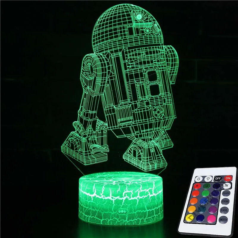 Звездная серия фигурка 3d иллюзия Лампа Дарт Вейдер BB8 R2D2 X-WING войны фигурка светодиодный Lmapen Дети Спящая Ночь игрушки с огоньками - Цвет: MY192-CRACK16-RC