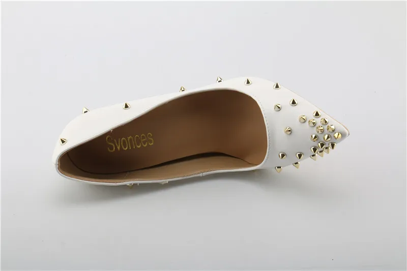Fashion Elegant Women High Heels Pumps Luxury Gold Rivets Design Pointy White Sandals Sexy Thin Spikes Brand Zapatos Mujer | Обувь