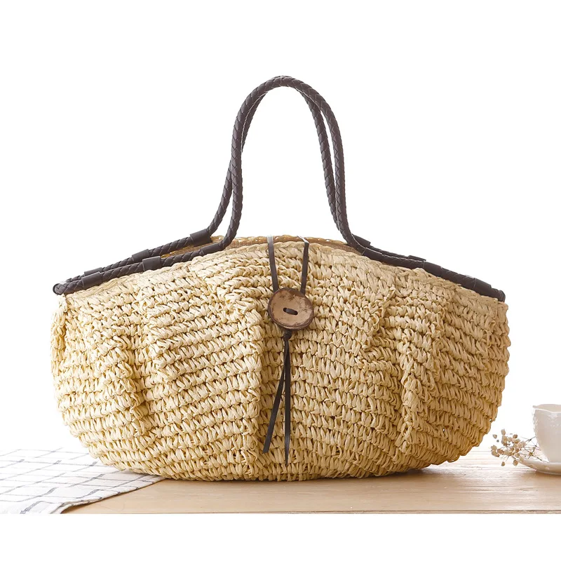 Dropshipping 2018 Women Top-Handle Bags Coconut buckle straw bag summer Travel beach large capacity Handbags for | Багаж и сумки