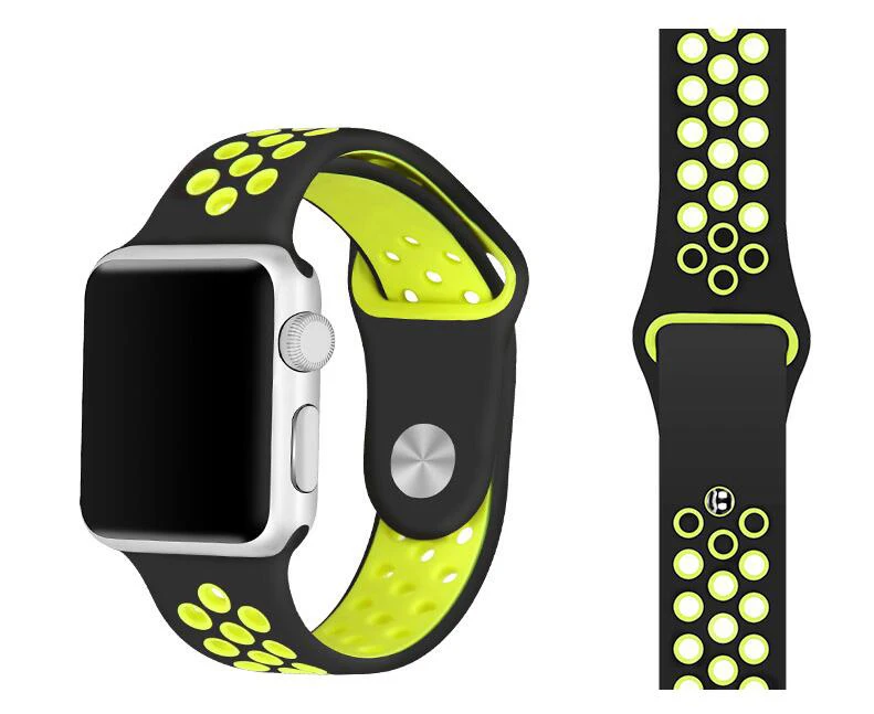 Серия 1/2/3/4/5 спортивный силиконовый ремешок для наручных часов Apple Watch 38 мм/42 мм 40 мм 44 мм резиновый браслет для наручных часов iwatch, браслет