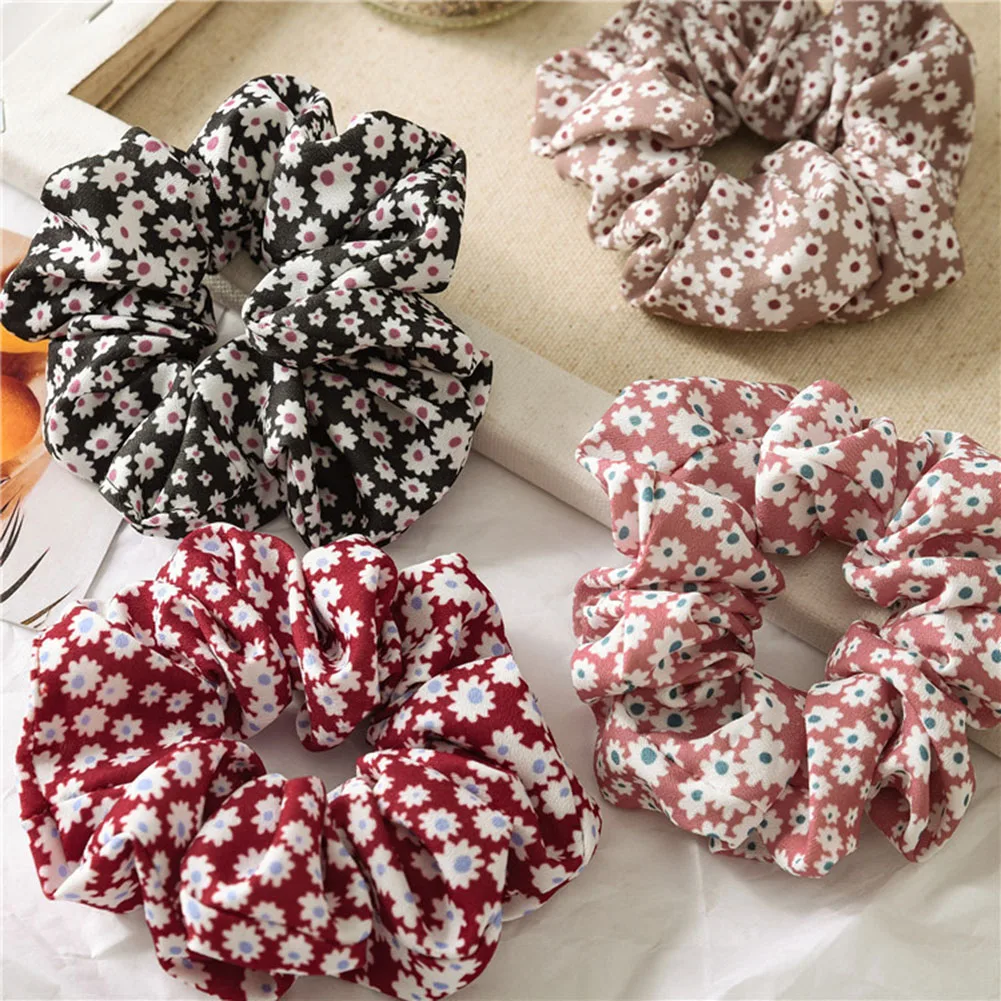 

2019 Korean Flower Hair Scrunchies Hairband Summer Headband for Women Candy Color Ponytail Holder Hair Ties Girls Accessories