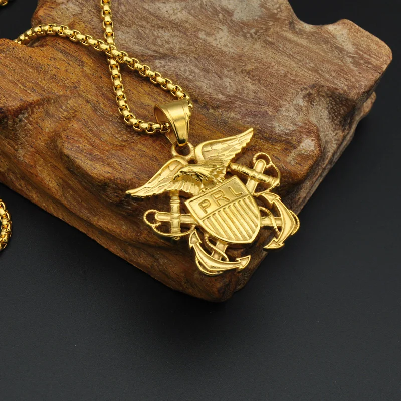 HIP Hop Eagle Pattern Necklace Gold Color 316L Stainless Steel Necklaces &amp Pendants for Men Jewelry | Украшения и аксессуары