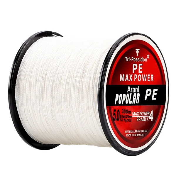 White TriPoseidon 300 м PE плетеная леска 4 нитей леска 8 10 15 20 25 30 40 50 60LB карп - Цвет: White