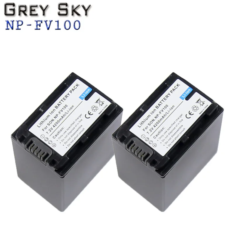 2 шт. 4200 мАч NP FV100 NP-FV100 FV100 Батарея батареи для sony NP-FV30 NP-FV50 NP-FV70 SX83E SX63E FDR-AX100E AX100E HDR камера - Цвет: 2 battery