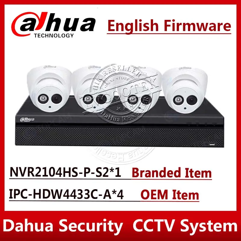 EXPRESS Shipping Dahua Security Camera System 4MP IP camera IPC-HDW4433C-A & 4ch 4POE NVR2104HS-P-S2 Surveillance P2P Systems |