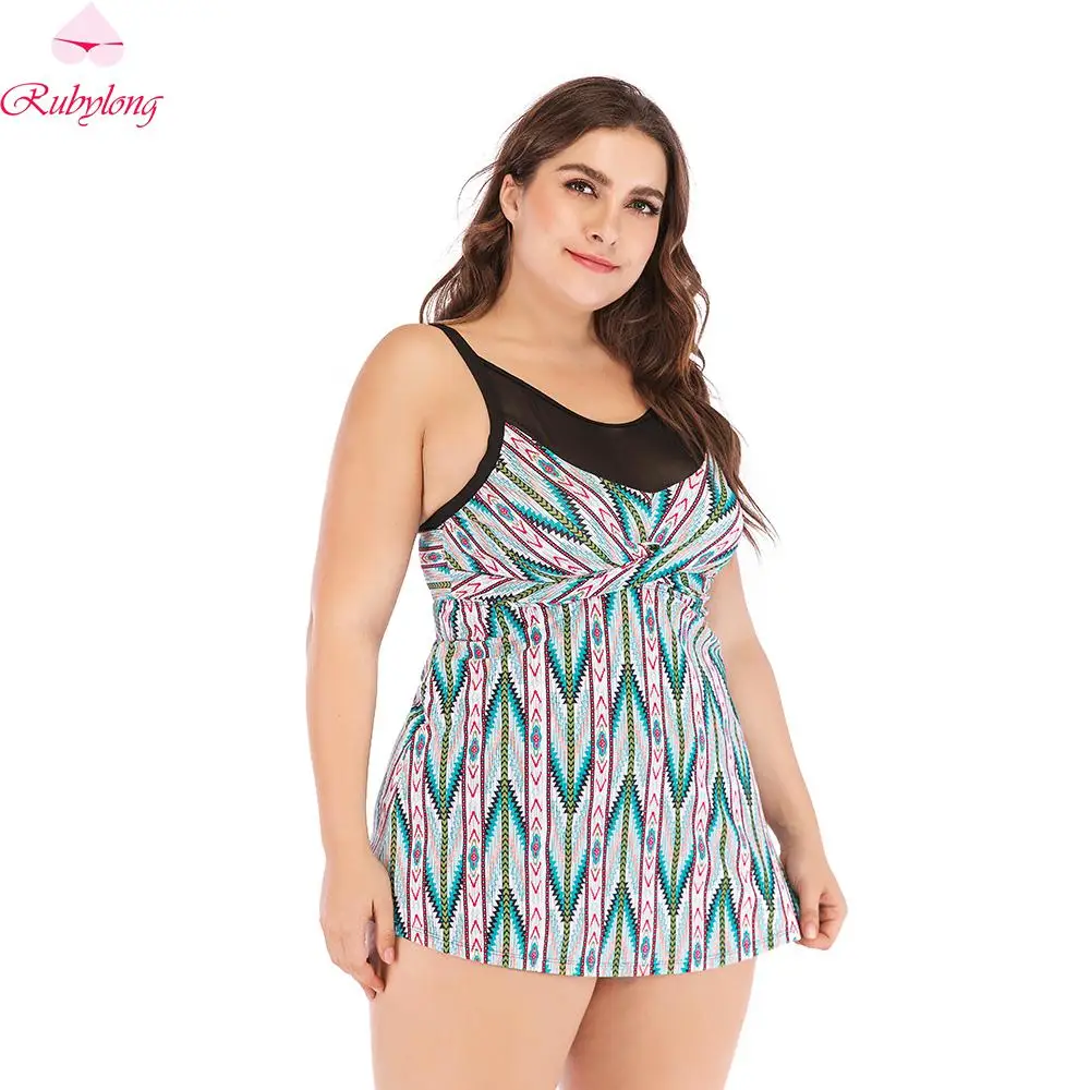 Rubylong Mesh Tankini 2019 купальник из двух частей плюс размер женский ремень танкини набор