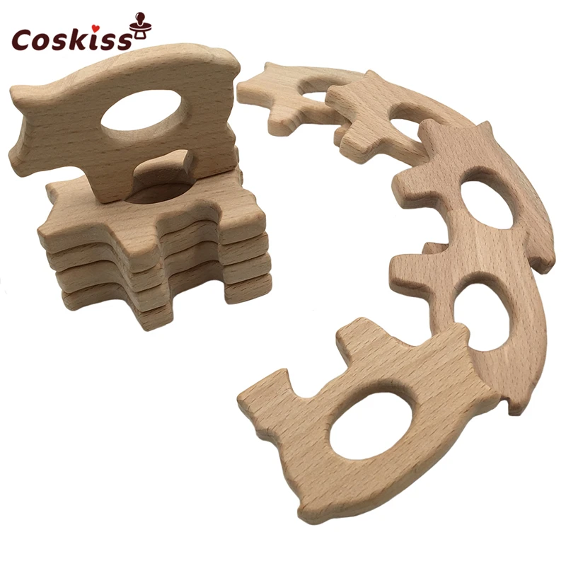 

Beech Wooden Teether Aniamls Pig Timber Roe Bambi Food Grade Wood DIY Nursing Necklace Charms