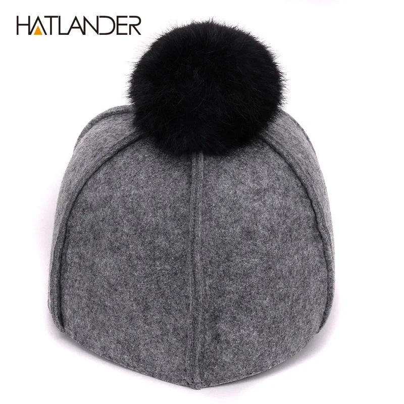 [HATLANDER] Зимняя шерстяная Бейсболка для женщин уличные теплые шапки девушек