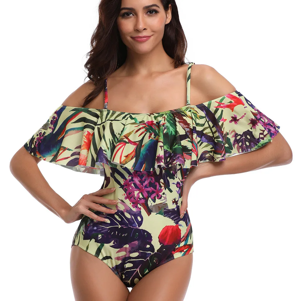 SAGACE Bikini Flower Women One Piece Swimsuit Push Up Sexy Swimwear For Fat Plus Size High Waist Tankini 2019 |