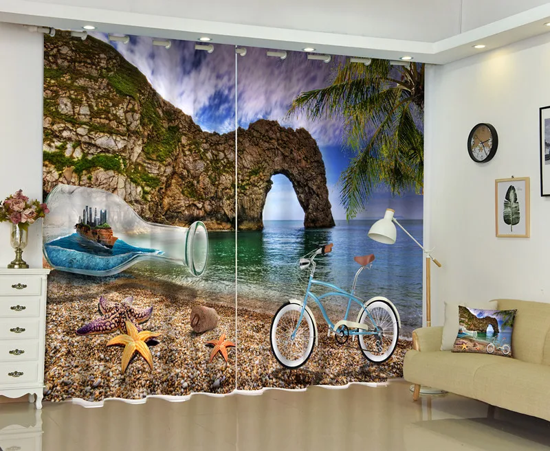 

3D Creative Thinking Photo Window Curtain For Living Room Customized Size