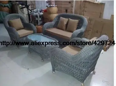 Роскошный ручной работы круглый ротанговый открытый диван набор садовый патио