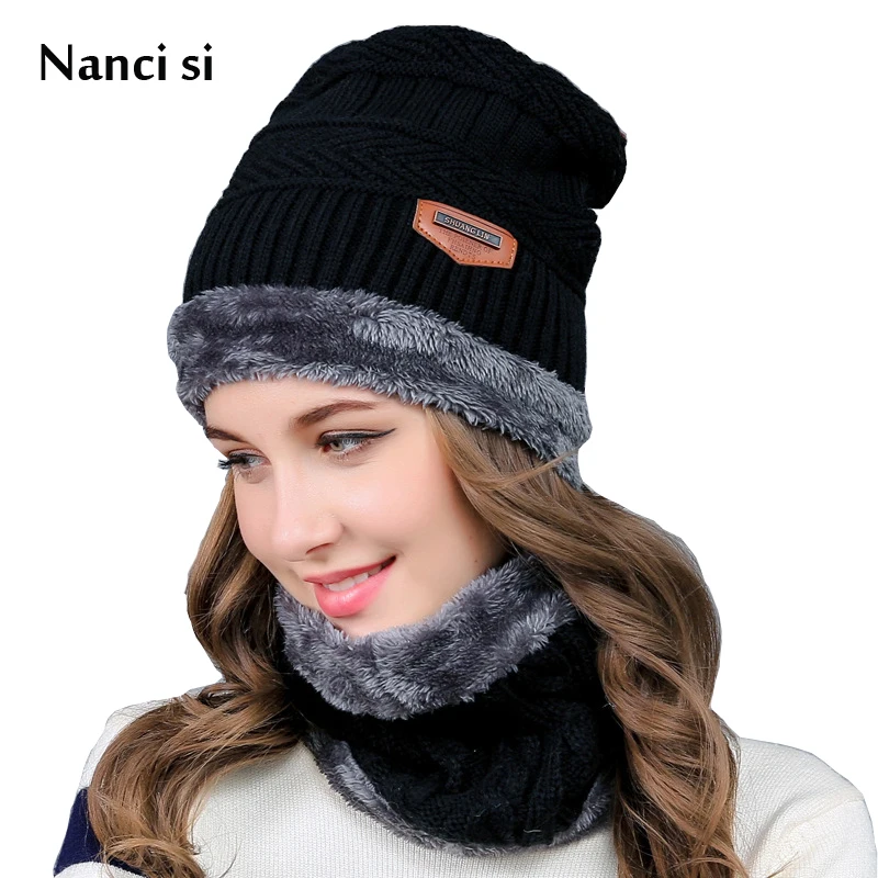 Бренд Nanci si зимний шерстяной лыжный вязаный набор шапки и шарфа головной убор с капюшоном шапка бини маска Балаклава наушники головной убор s для мужчин и женщин