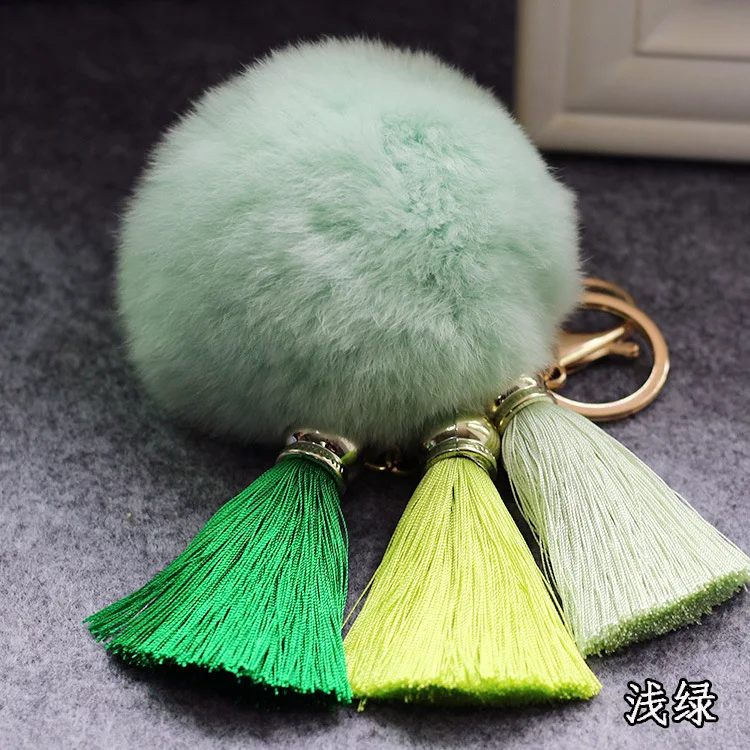 2018Fur Pom Keychains Fake Rabbit Fur Ball Key Chain Porte Clef pom De Fourrure Fluffy Bag Charms Bunny Keychain Keyring | Украшения и
