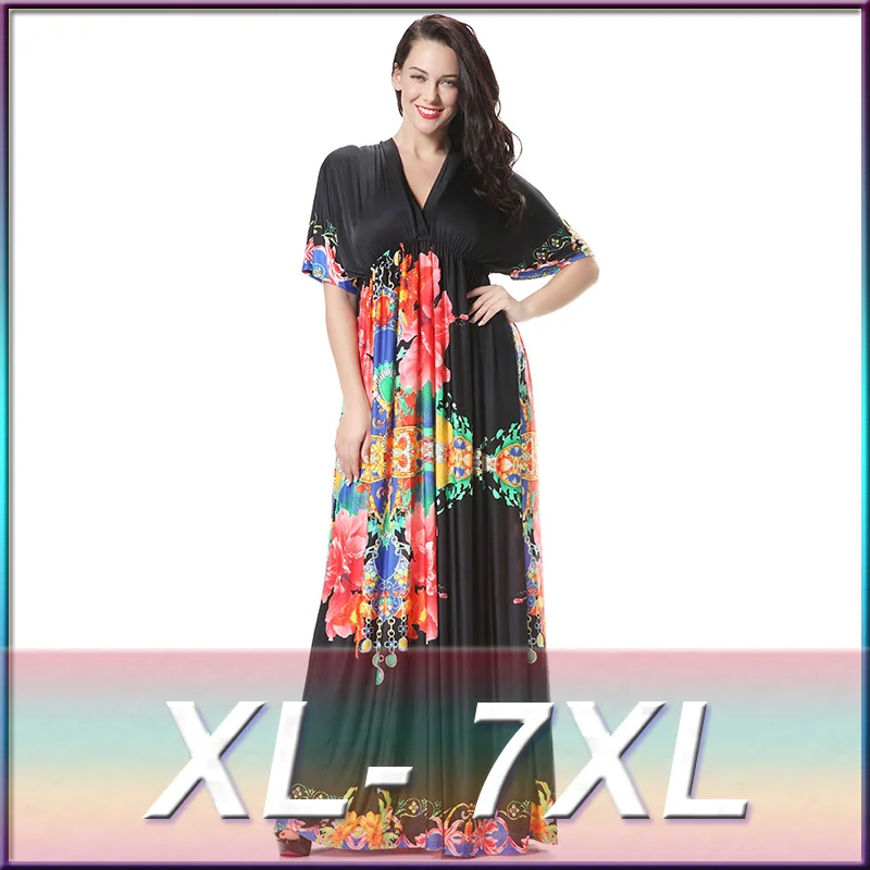 Arthsdite 2017 плюс Размеры xl 7xl женские Модные Макси платье Летний пляж Платья для