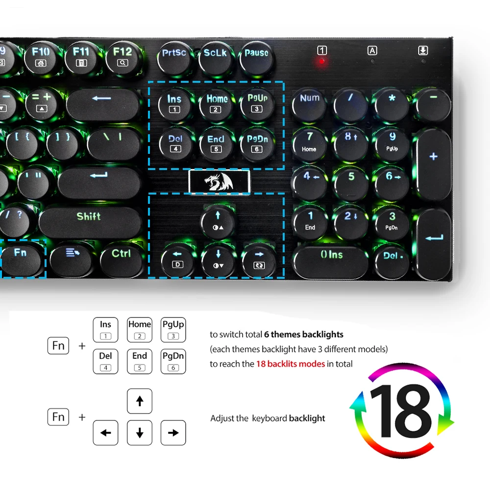 Механическая игровая клавиатура Redragon K556 RK пишущая машинка RGB светодиодная
