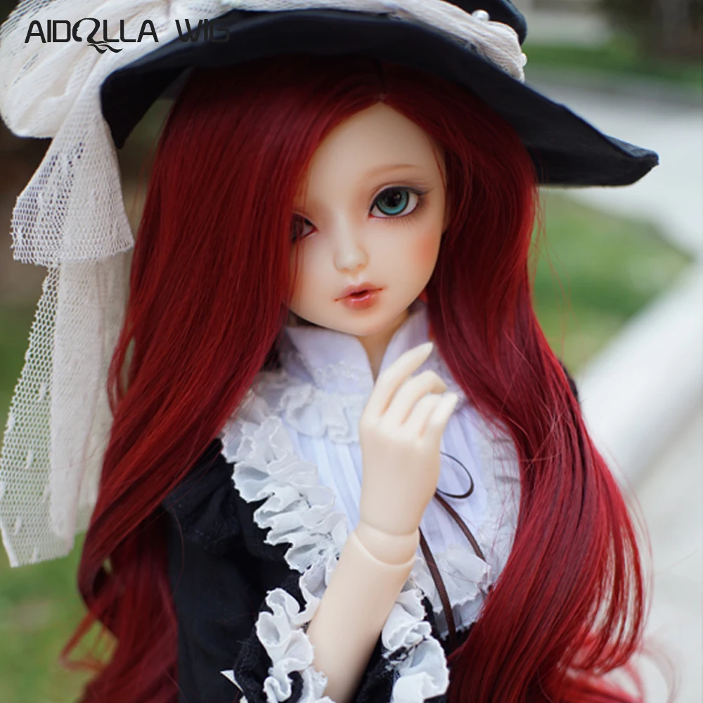 

Bjd Wig Size 7-8 inch 1/4 High-temperature Wig Girl Long Hair Doll Wig in Beauty Red Doll DIY Making & Repair Accessory