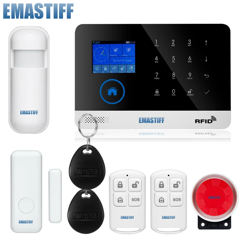 W2BA EN RU ES PL DE TFT дисплей экран беспроводной домашней безопасности Wi-Fi GSM сигнализация SMS приложение дистанционное управление RFID карты Arm Disarm - Цвет: W2BA