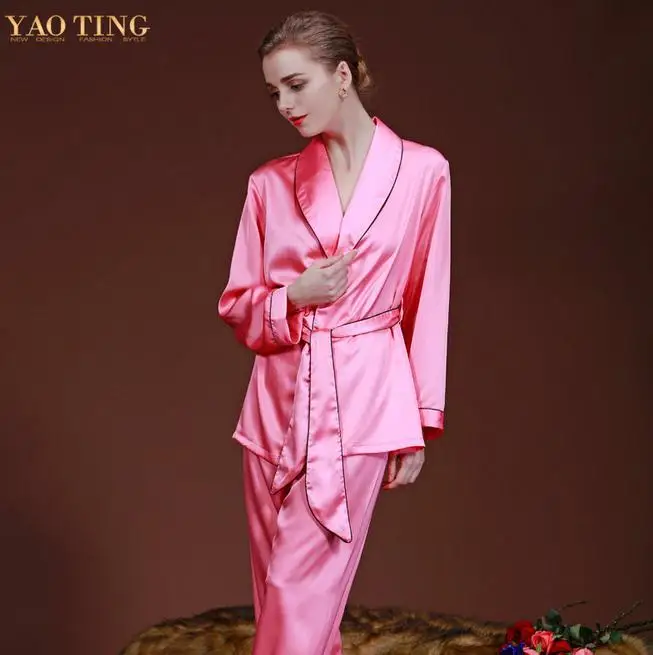 Фото Размер XL Pijama Ночная Рубашка Женщин С Длинными рукавами Платье Поясом Шелковый Размер XL Pijama Ночная Рубашка Женщин С Длинными рукавами Платье Поясом Шелковый