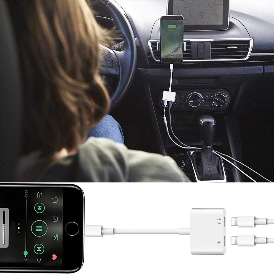 2 в 1 для Lightning адаптер для iPhone 7 зарядный адаптер для iPhone 8 7 Plus 10X11 зарядное устройство сплиттер для наушников адаптер