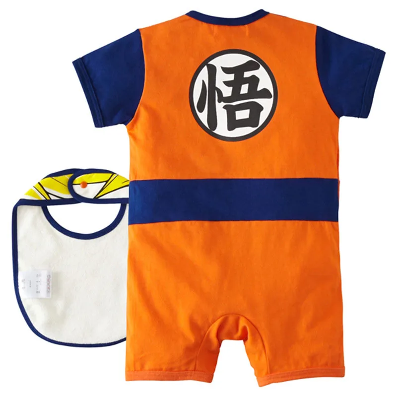 Goku Dragon Ball Z боевые комбинезон для мальчиков, для малышей, для Одежда для маленьких девочек летний детский комбинезон+ Слюнявчики Детское одежа из 2 предметов Костюмы От 0 до 2 лет