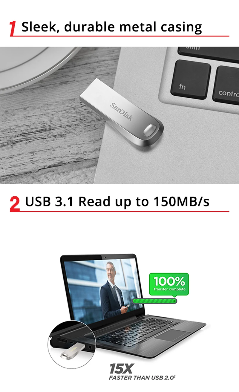 Флеш-накопитель SanDisk 128 ГБ USB3.1 64 ГБ флеш-накопитель 32 Гб карта памяти 256 ГБ u-диск металлический USB ключ для ноутбука/планшета/телевизора/автомобиля/ПК 150 МБ/с./с