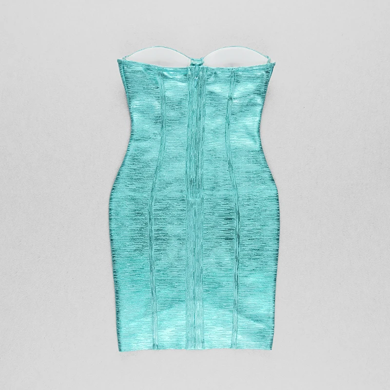 Женское Короткое платье подружки невесты элегантное Мятное Бандажное голубого