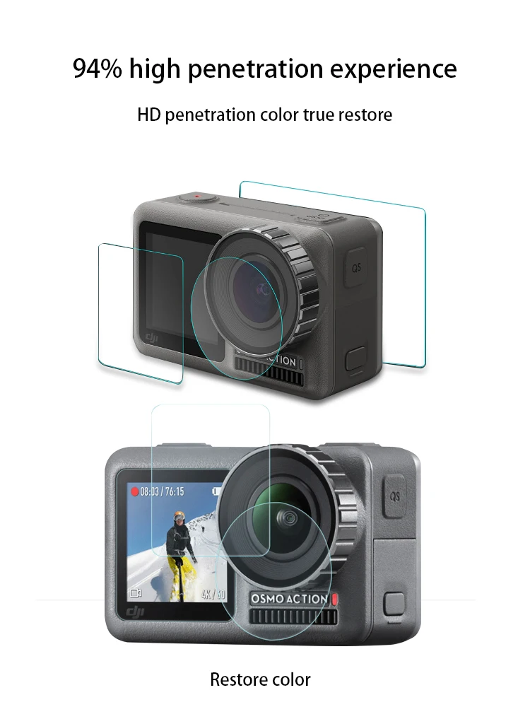 Защитная пленка из закаленного стекла для DJI OSMO ACTION Sports vedio camera экрана стальная |