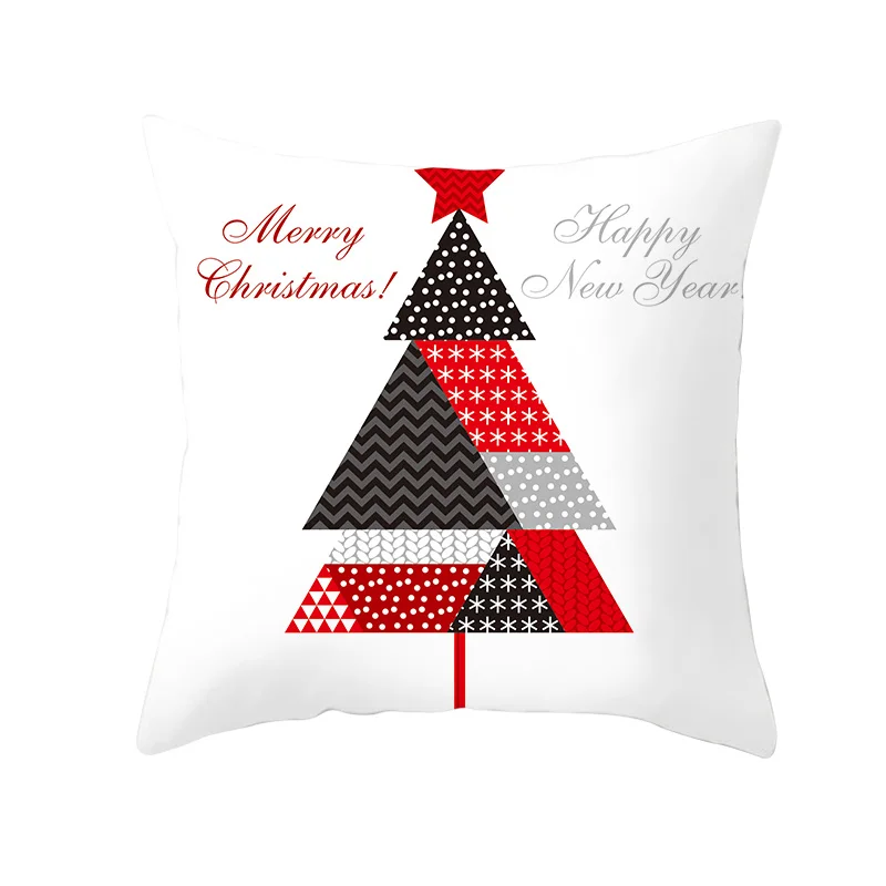 mling 1pcs 45x45cm Santa Claus Christmas Tree Pillowcase Peach Skin Pillowcase Waist Pillow Polyester Throw Pillow Case Cover