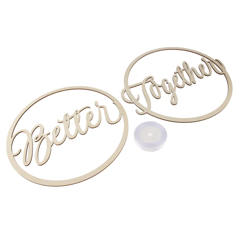 2 Pack Wood Round Better Together Letters Wooden Decor Wedding Chair Sign | Дом и сад