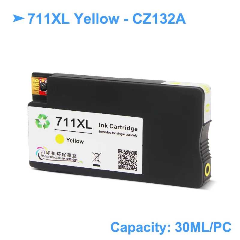 Для hp 711 711 XL hp 711 переработанный чернильный картридж совместимый для hp DesignJet T120 T520 принтера "Mei Qing"(CZ133A CZ130Z CZ131A CZ132A - Цвет: 1PC HP711 Y