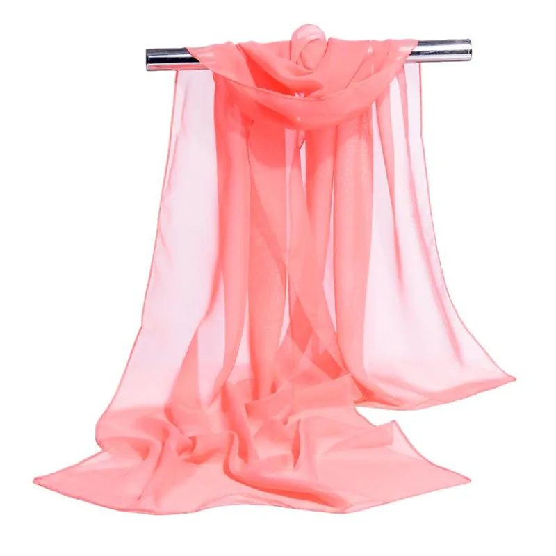 Новый дизайн брендовый полосатый шарф Женские винтажные однотонные шифоновые