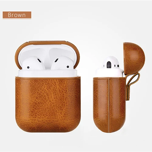 khaki Кожаный чехол для Apple Airpods 2 ремень PC+ кожаный чехол s с кнопками кожаный защитный чехол для Airpods Прямая поставка - Цвет: khaki