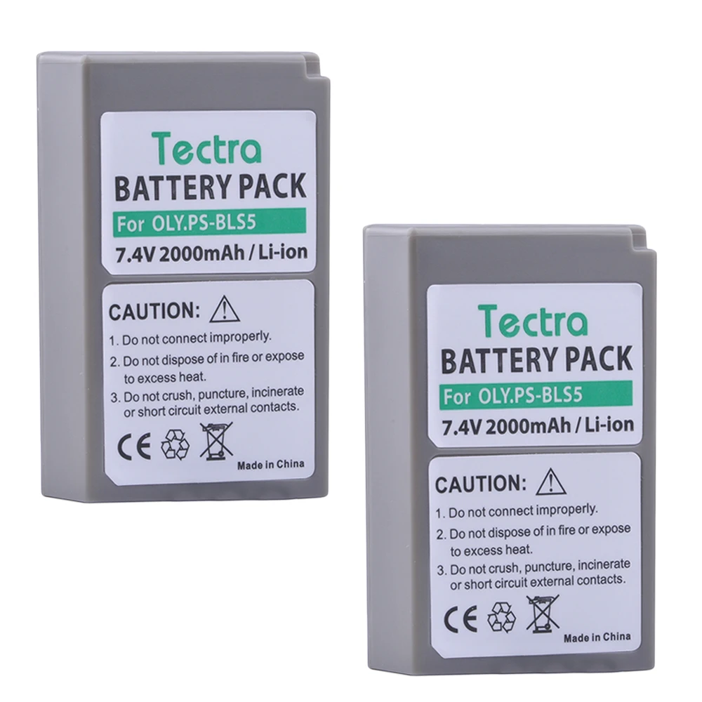 Tectra 2 шт PS-BLS5 BLS5 2000mAh аккумулятор камеры для Olympus PEN E-PL2 E-PL5 E-PL6 E-PL7 E-PM2 OM-D E-M10 II Stylus1 |