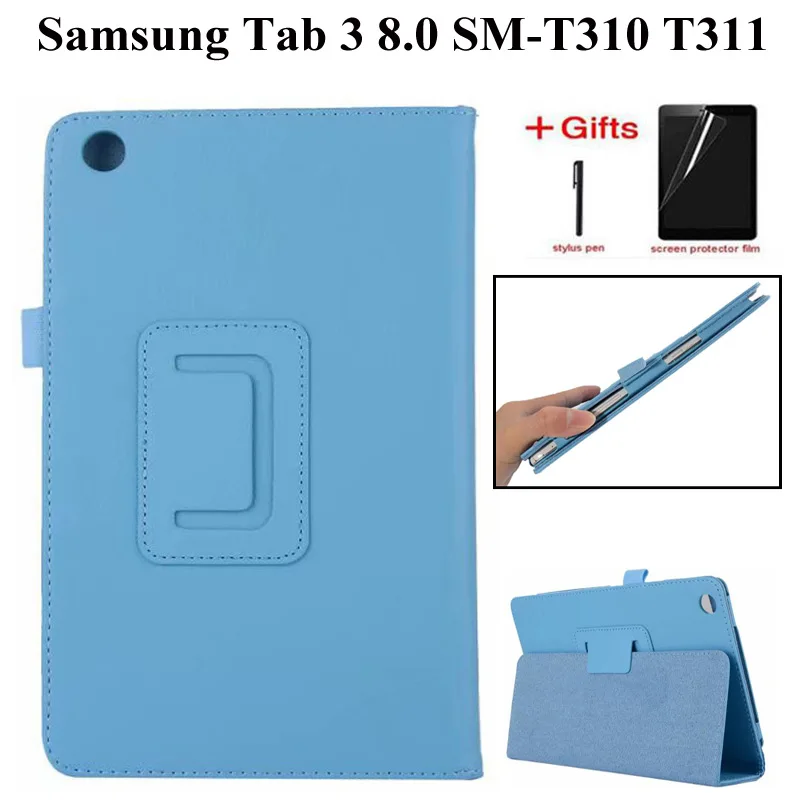 

Чехол с текстурой личи из искусственной кожи чехол для Samsung Galaxy Tab 3 8,0 T310 T311 крышка для Samsung Tab3 SM-T310 8,0 дюймов чехол для планшета + Защитная плен...