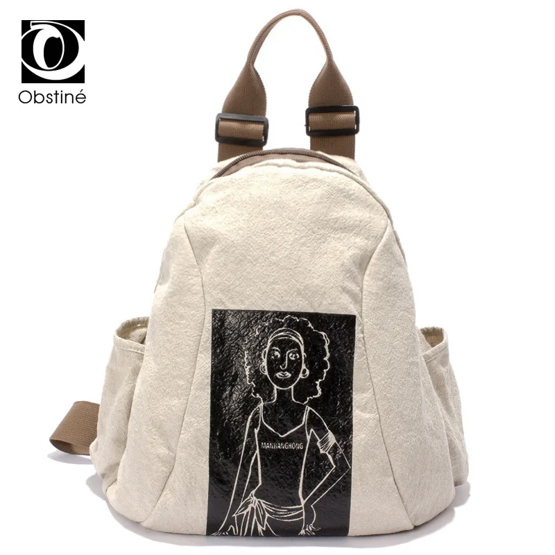 Для женщин большой Винтаж Холст Рюкзак Multi сумка белый хлопок ткань Bagpack женщина