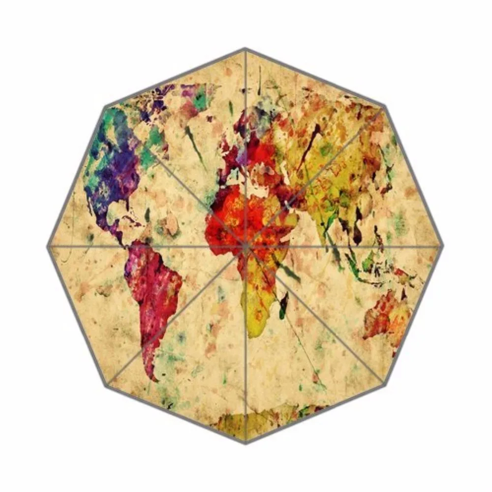 Зонт наш земля дом карта мира под заказ Женский складной зонт из 100% ткани и