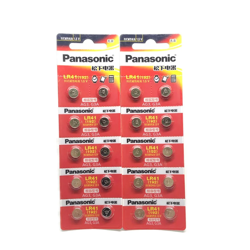 Кнопочная батарейка Panasonic LR41 10 шт./лот 100% оригинальная SR41 AG3 G3A L736 192 392A Zn/MnO2 1 5 в