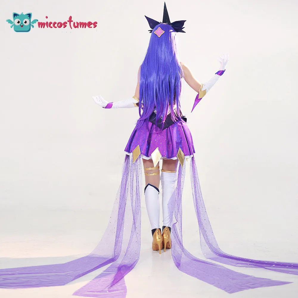 Юбка топ Syndra костюм для косплея фиолетового цвета одежда Хэллоуина|Игровые