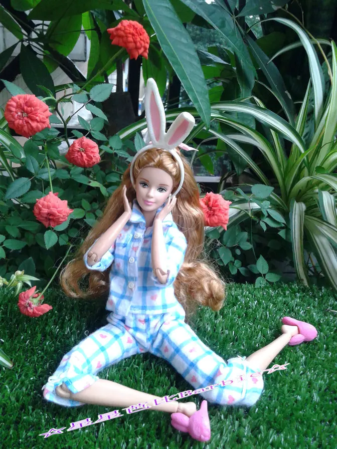 1 комплект; пижама с длинными рукавами; одежда для сна для куклы Blyth; блузка для спальни; комплект со штанами; Ночная одежда для Барби