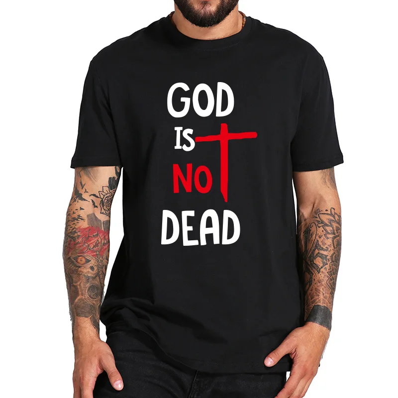 Футболка мужская с надписью God Is No Dead 100% хлопок|Мужские футболки| |