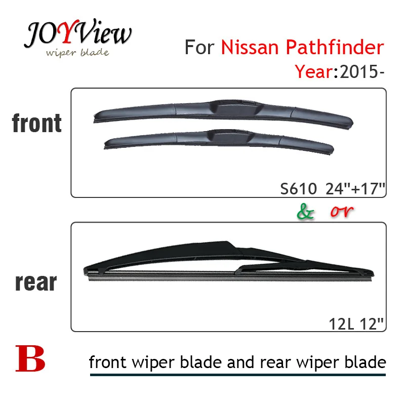 S610 24 &quot+ 17&quot передняя щетка стеклоочистителя и 12L Задняя для Nissan Pathfinder (2015 далее) 12