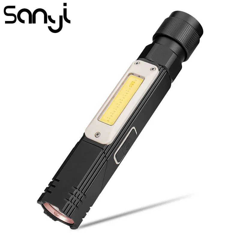 SANYI Фонарик светодиодный Lanterna встроенный аккумулятор USB перезаряжаемый