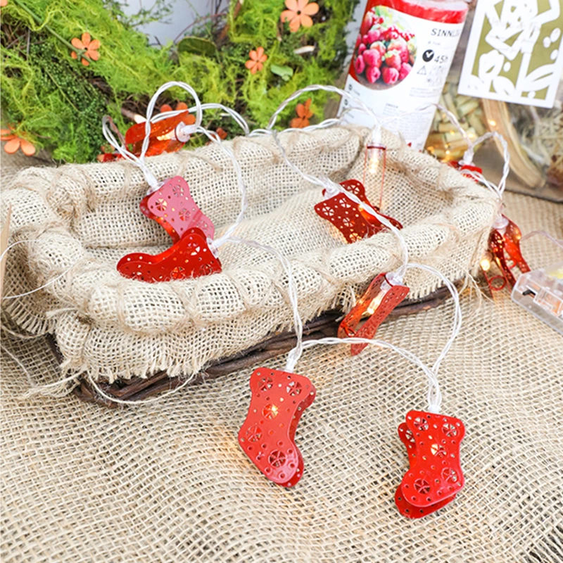 30 LED Christmas Sock String Lights For Tree Outdoor Fairy Home Decor Xmas Garland Decoration | Освещение