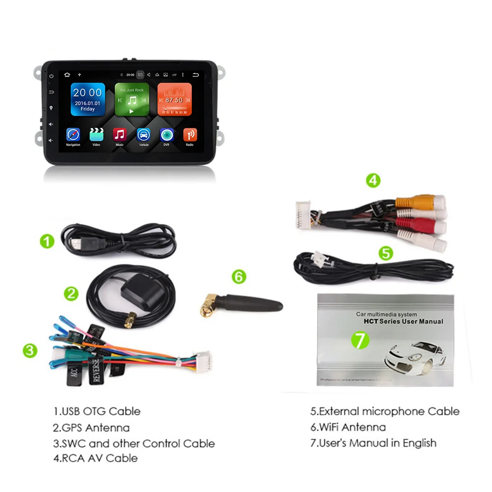 Eunavi 2 din 8 ''Android 0 Octa Core автомобильный DVD плеер с gps навигатором для VW Golf MK6 5 поло