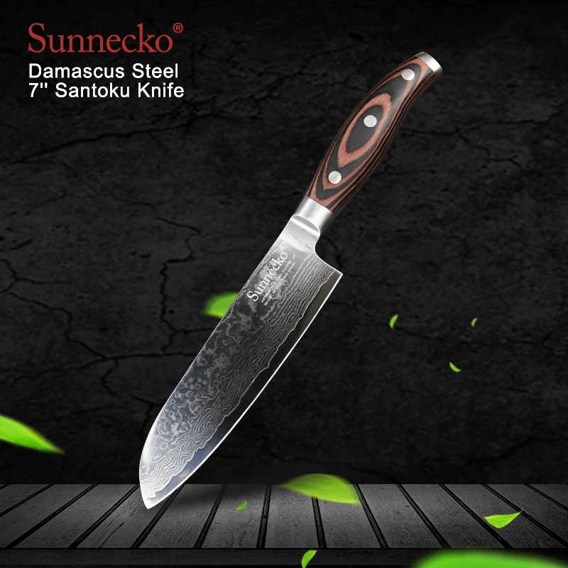 SUNNECKO 4 шт Кухня Ножи комплект Дамаск японский VG10 Сталь лезвие резака деревянной