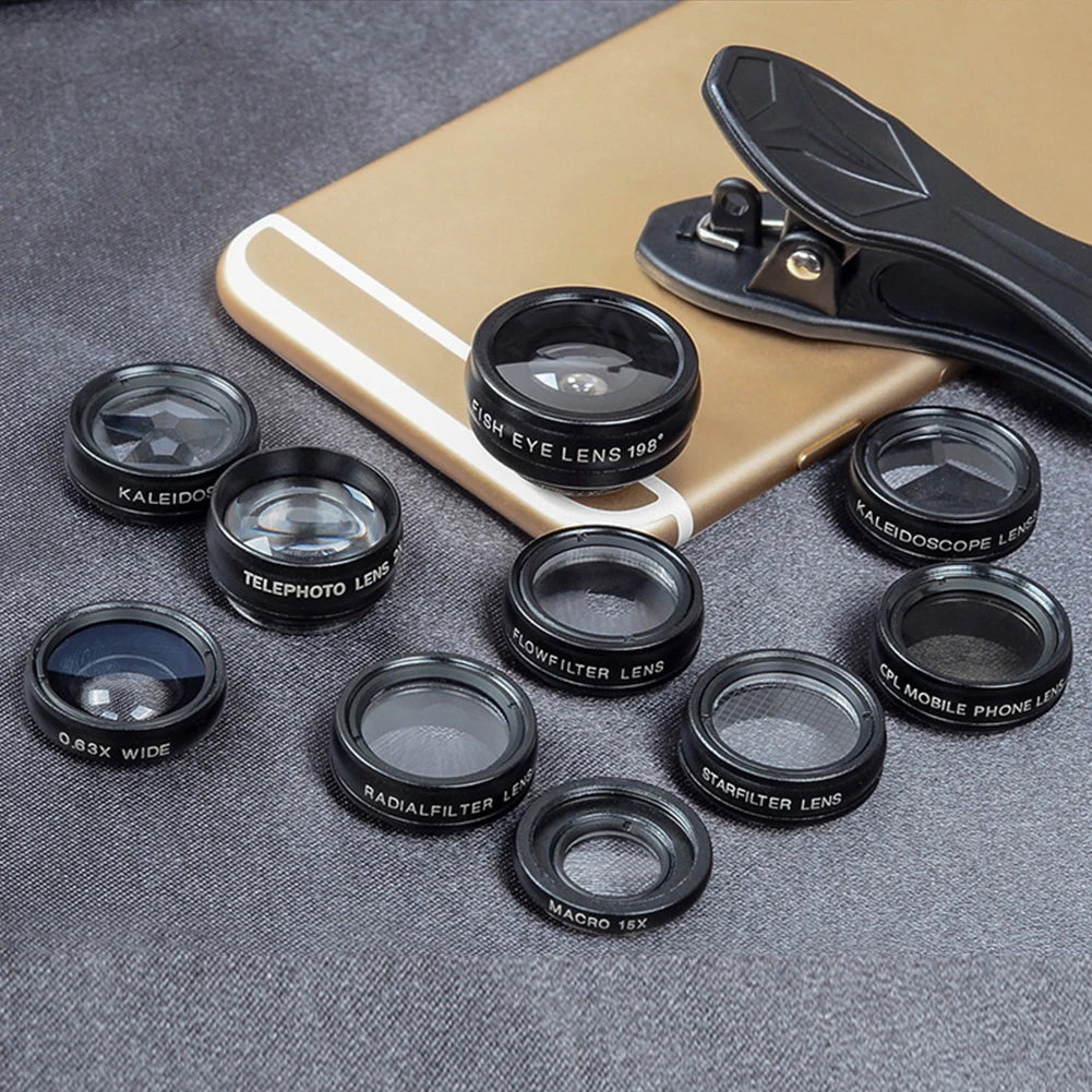 10 в 1 объектив для мобильного телефона мини штатив широкоугольный телескоп макро