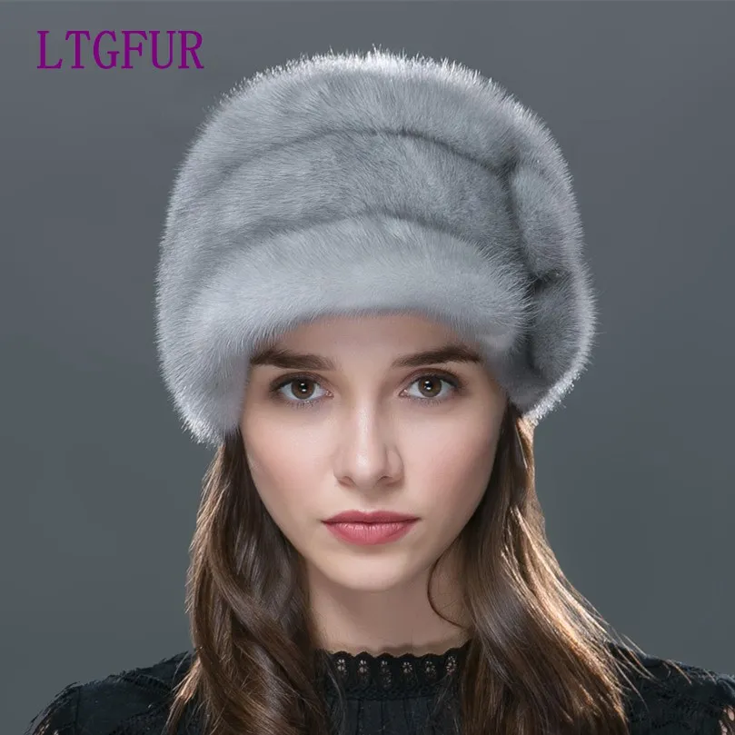 2017 LTGFUR Новые шапки из цельного меха норки Брендовая женская шапка Модная