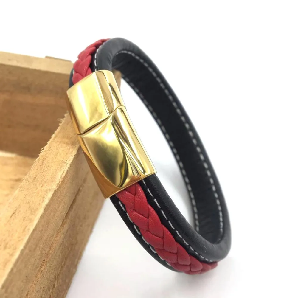 Мужские Кожаные плетеные браслеты из нержавеющей стали 8 цветов E0211 19