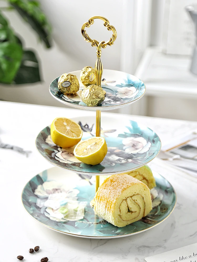 EECAMAIL Европейский костяной фарфор трехслойное блюдо для конфет креативная